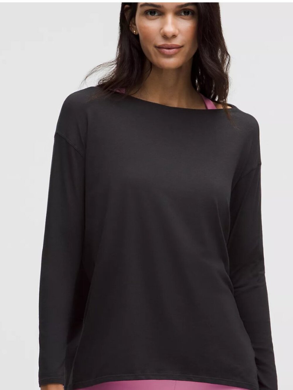 Lululemon Back In Action Organic Cotton Long-Sleeve Shirt in Black Size 0